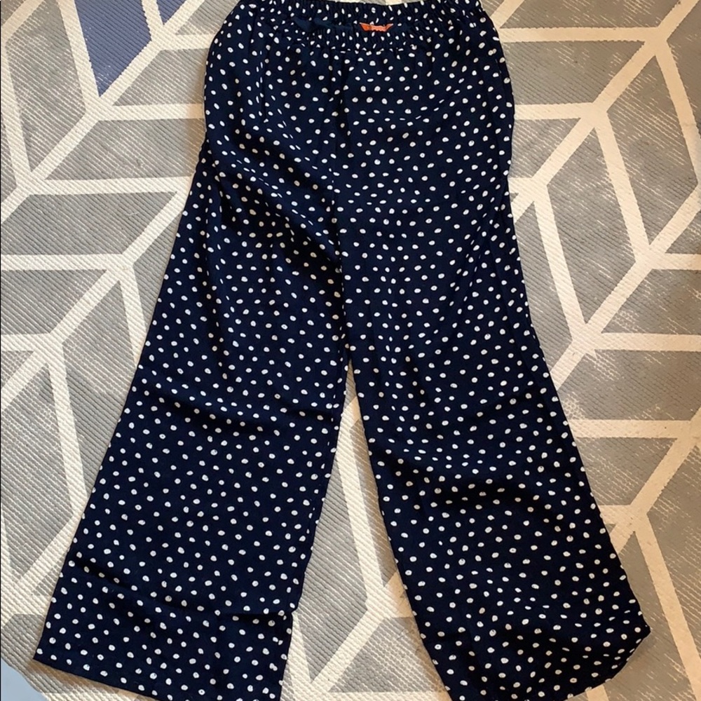 Wide leg polka dot trousers